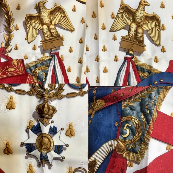 *SOLD* Hermès Burgundy Bee Jacquard Scarf 90cm “Napoléon” - Picture 11 of 12